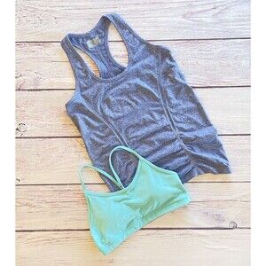 Lululemon Bra 8 & Athleta Scrunch Tank M Purple Workout Set Yoga Pilates Bundle